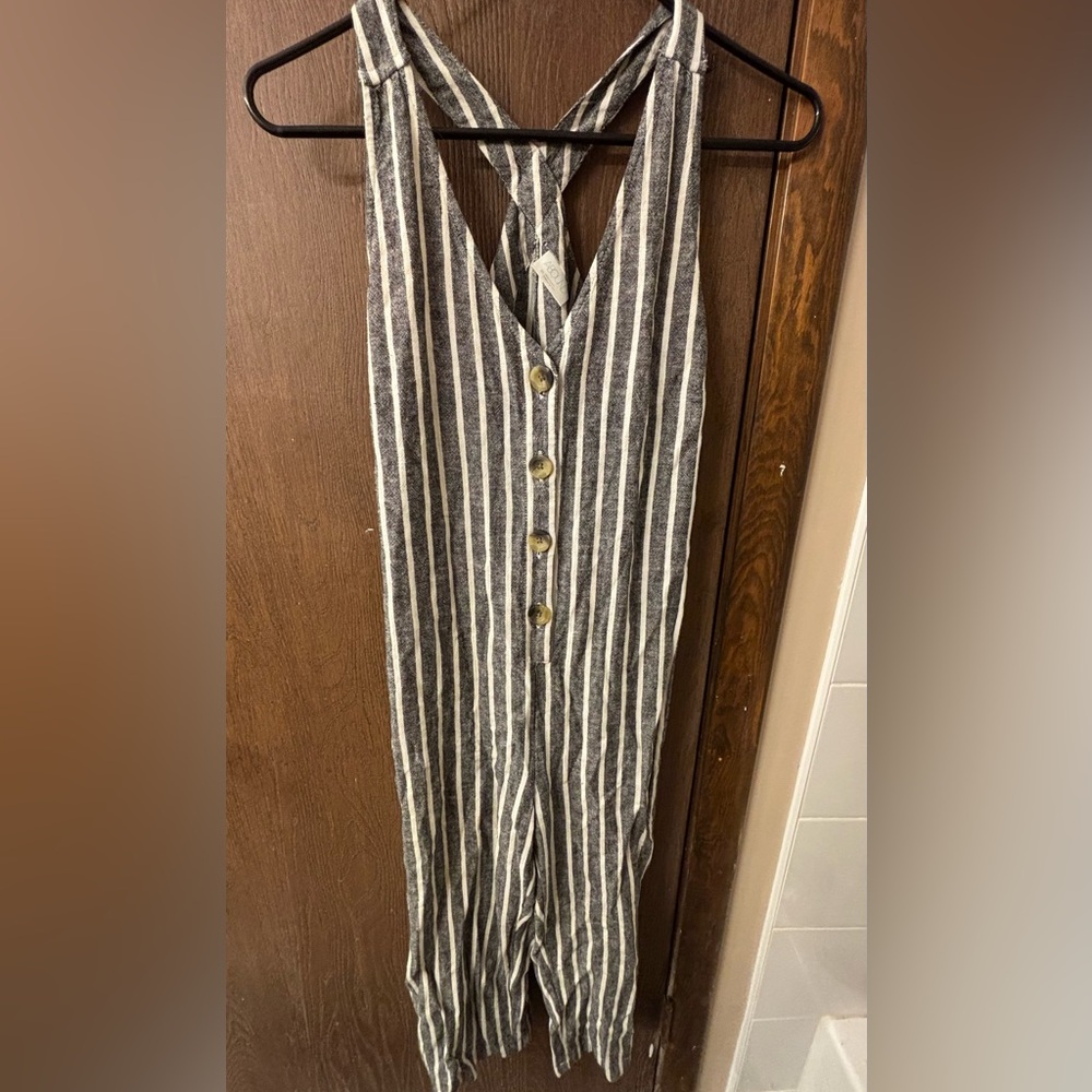 Gray Striped Jumpsuit